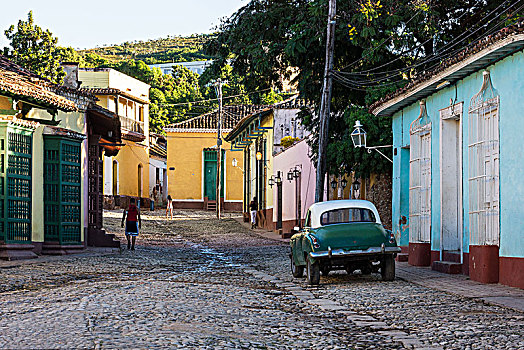 古巴,特立尼达,世界遗产,历史,老城,鹅卵石,街道