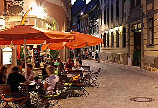 酒馆,街道,班贝格,上弗兰科尼亚,弗兰克尼亚,巴伐利亚,德国,欧洲