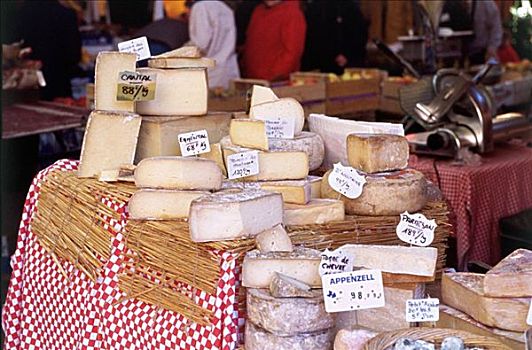 奶酪,货摊,地点,市场,普罗旺斯地区艾克斯