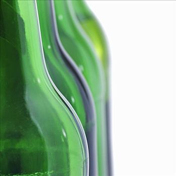 绿色,啤酒瓶,排列,特写