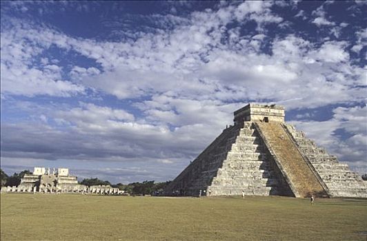 墨西哥,奇琴伊察,全景,场所,金字塔,游客