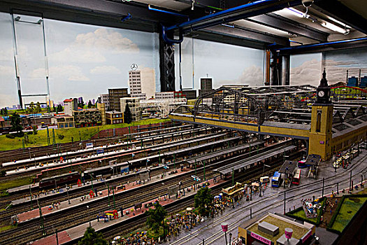 游览,室内,汉堡市,模型,铁路,世界,一个,成功,展览,法兰克福火车站