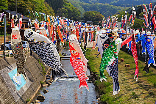 河,飞,鲤鱼,节日,石川,日本