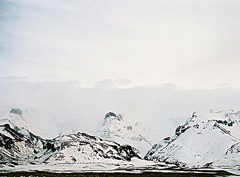 风景,雪山,低云,冰岛