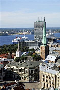 上方,历史,城镇中心,存钱罐,道加瓦河,河,里加,拉脱维亚,波罗的海国家,欧洲