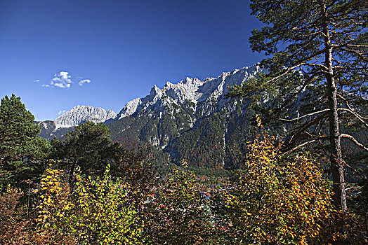 风景,山,米滕瓦尔德,巴伐利亚,德国