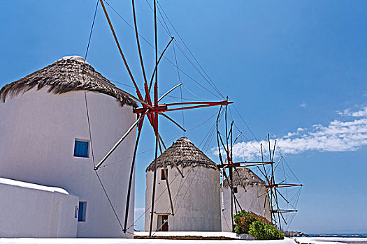 风车,米克诺斯城,米克诺斯岛,基克拉迪群岛,希腊,欧洲