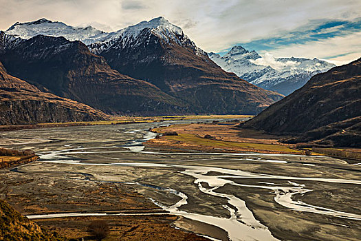 河,攀升,渴望,远景,靠近,瓦纳卡,奥塔哥,新西兰
