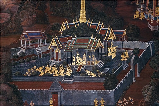 壁画,皇宫,曼谷,泰国