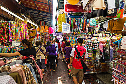 市场,道路,货摊,销售,衣服,曼谷,泰国,亚洲
