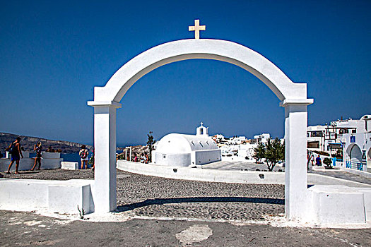 希腊雅典圣托里尼伊亚地区教堂门