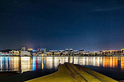 杭州钱塘江风光城市建筑夜景