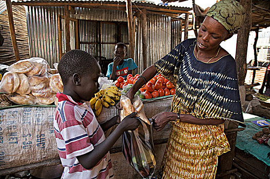 女人,销售,蔬菜,市场,朱巴,南,苏丹,贷款,苏丹人,支付,背影,钱,商业