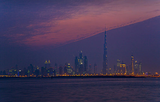 夜空,上方,迪拜,阿联酋