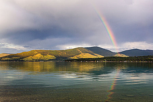 彩虹,上方,湖,蒙大拿,美国