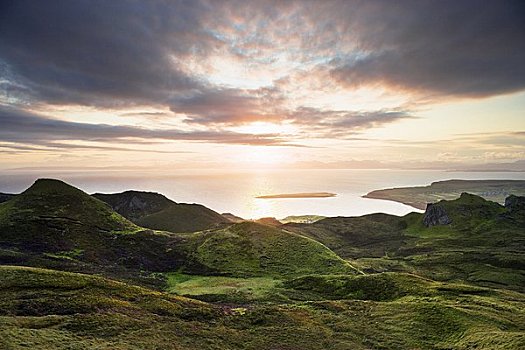 日出,上方,高沼地,斯凯岛,苏格兰