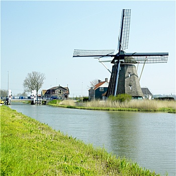风车,靠近,荷兰