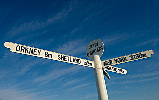标志牌,不同,方向,远景,指示器,指示,英国,岛屿,萨瑟兰,高地,苏格兰