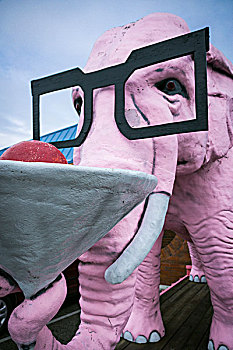 雕塑,粉色,大象,斯普林菲尔德,伊利诺斯,美国,66号公路