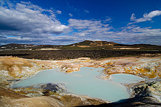 硫,湖,火山,熔岩原,东北方,冰岛,欧洲