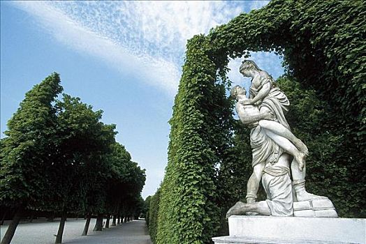 巴洛克,宫殿广场,雕塑,公园,花园,美泉宫,维也纳,欧洲
