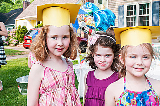 头像,女孩,幼儿园,毕业,穿,纸,学位帽