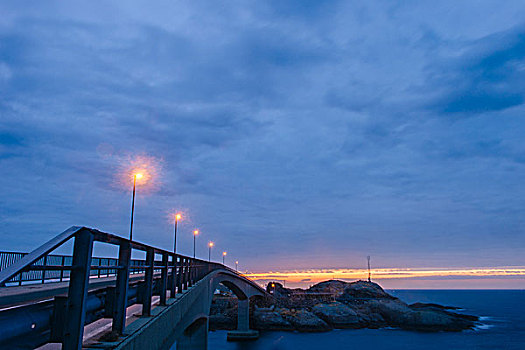 沿岸,穿过,黄昏,瑞恩,罗弗敦群岛,挪威