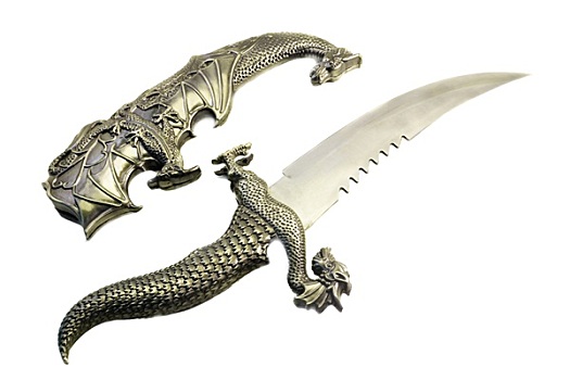 剑,鞘,龙,白色背景