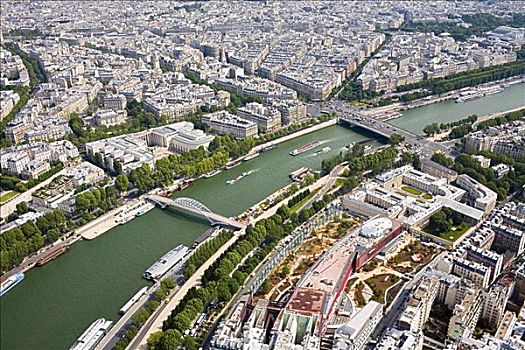 航拍,河,通过,城市,塞纳河,巴黎,法国