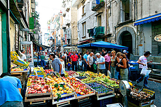 水果摊,市场,那不勒斯,坎帕尼亚区,意大利,欧洲