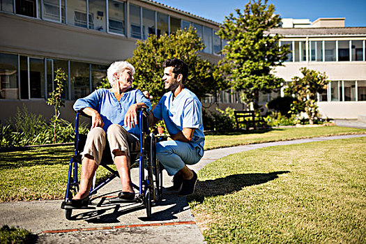 护理,推,老人,轮椅,老年之家