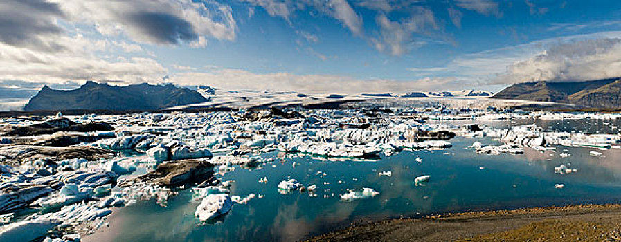 结冰,湖,冰川湖,西南海岸,冰岛,斯堪的纳维亚,欧洲
