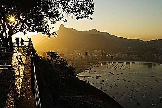 巴西,里约热内卢,城市,研钵体,日落