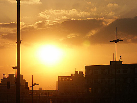 城市景观,夕阳