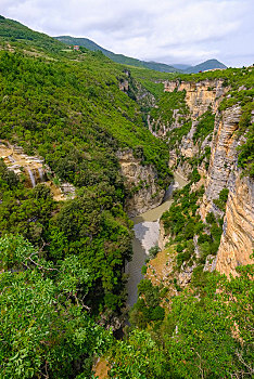 瀑布,河,峡谷,培拉特,阿尔巴尼亚,欧洲