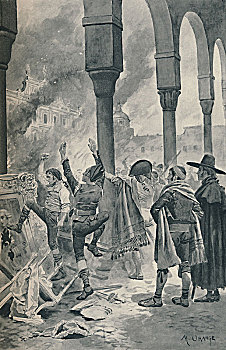 燃烧,宫殿,马德里,1896年,艺术家,未知