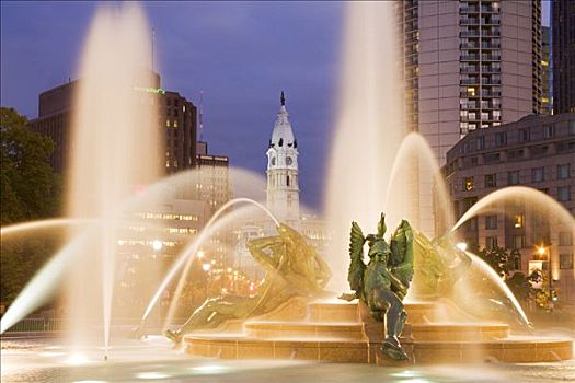 喷泉,大路,博物馆,地区,费城,宾夕法尼亚,美国