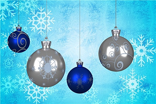 合成效果,图像,蓝色,银,圣诞节饰物
