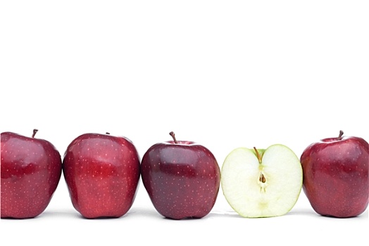 红色,美味,苹果,独特,吃剩下,青苹果