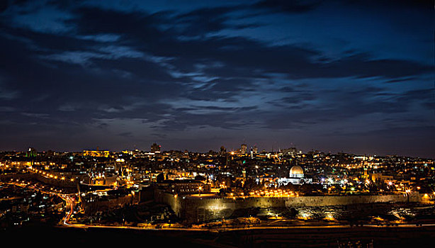 以色列,城市,夜晚,耶路撒冷