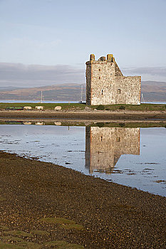 苏格兰,北爱尔郡,遗址,城堡,反射,阿兰岛