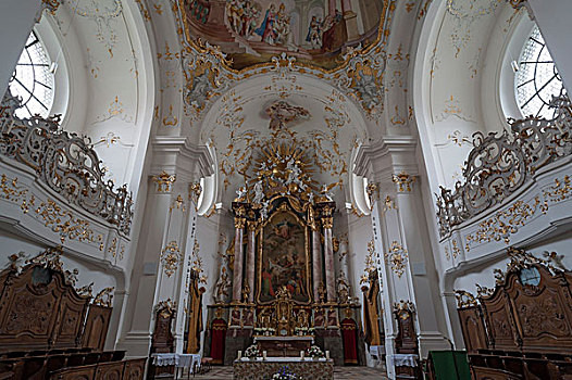 教堂高坛,迟,巴洛克,寺院,教堂,上巴伐利亚,德国,欧洲
