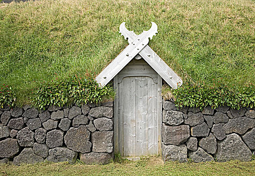 门,房子,草,屋顶,岛屿,冰岛,欧洲
