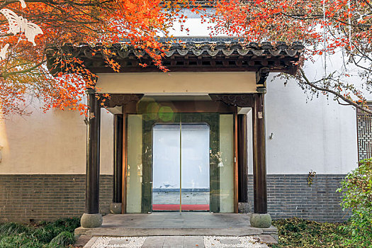 中式建筑门头,南京白鹭洲公园建筑