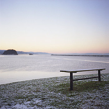 长椅,海洋,冬天