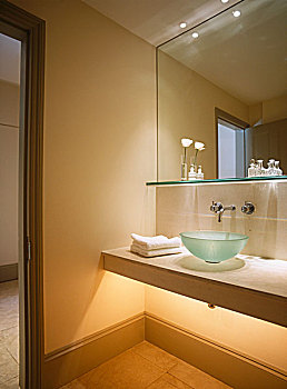 现代,浴室,大,镜子,玻璃,水槽