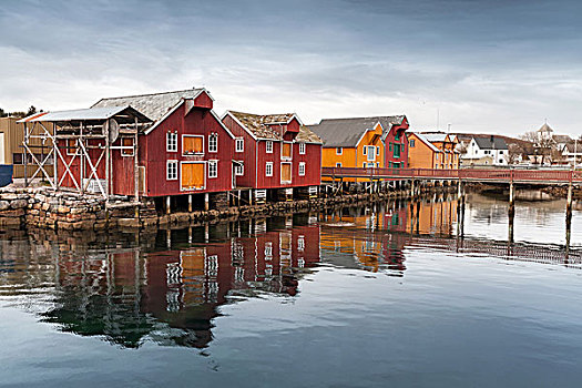 红色,黄色,木屋,挪威,乡村