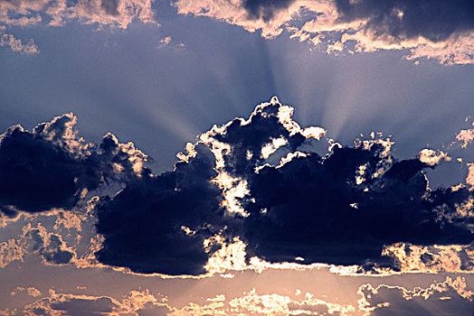 高积云,云,黄昏,光线,亚利桑那州南部,美国