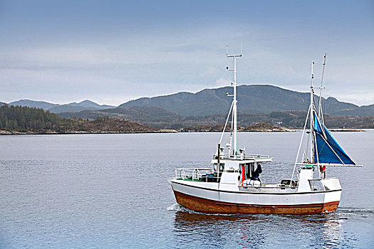 小,渔船,峡湾,挪威