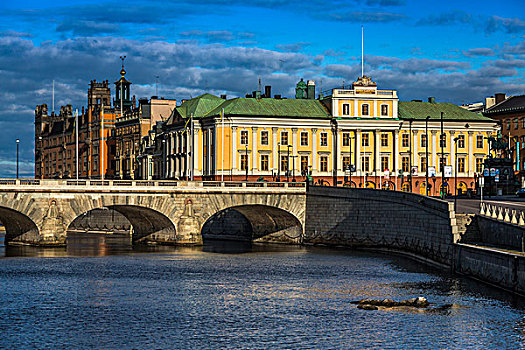 桥,河,诺尔马尔姆,斯德哥尔摩,瑞典
